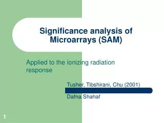 Significance analysis of Microarrays (SAM)