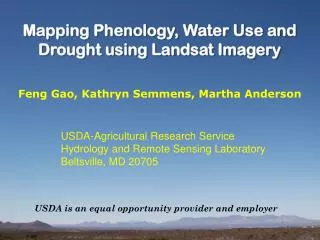 Mapping Phenology, Water Use and Drought using Landsat Imagery