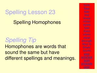 Spelling Lesson 23