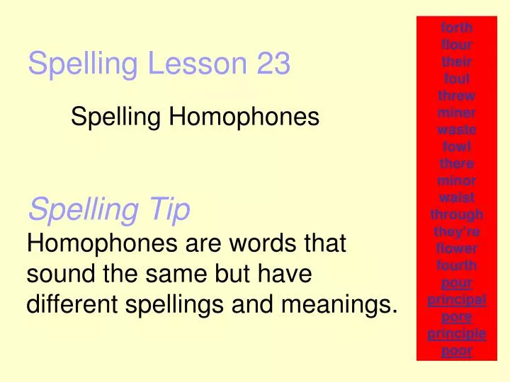 spelling lesson 23