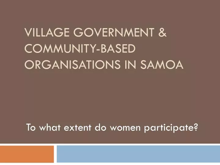 village government community based organisations in samoa