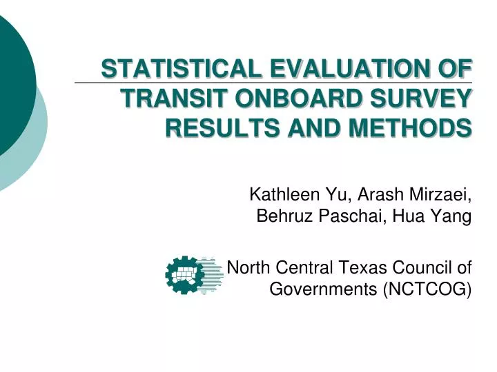 statistical evaluation of transit onboard survey results and methods