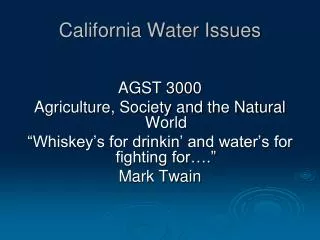 California Water Issues