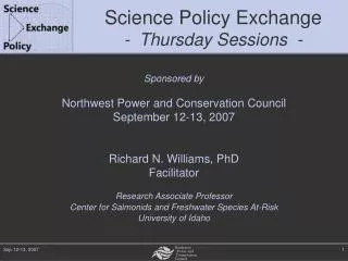 Science Policy Exchange - Thursday Sessions -