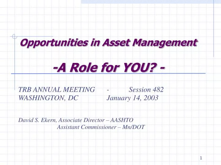 opportunities in asset management a role for you