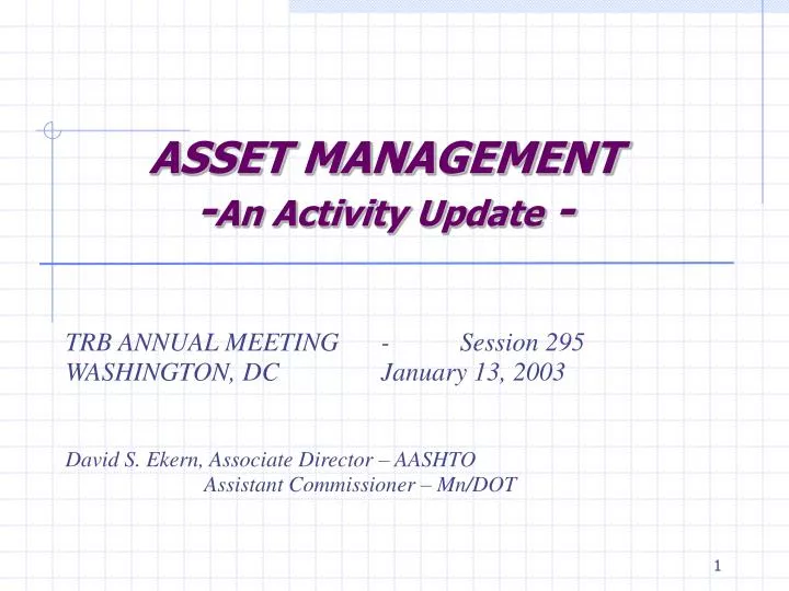 asset management an activity update