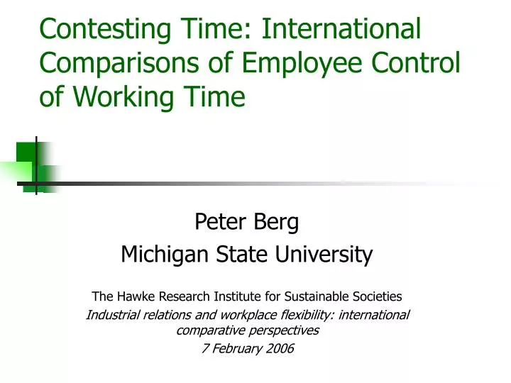 contesting time international comparisons of employee control of working time