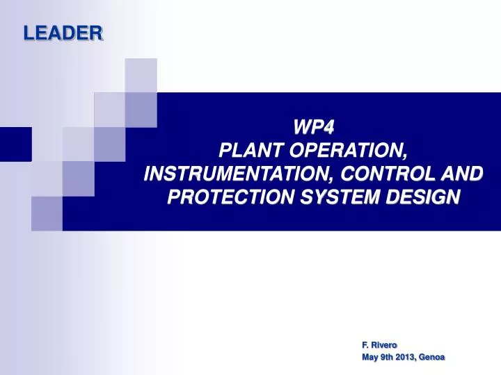 wp4 plant operation instrumentation control and protection system design