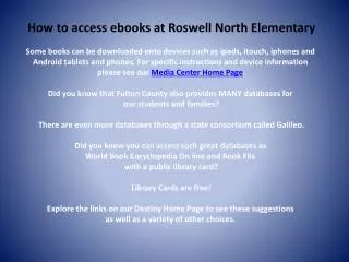 How to access ebooks at Roswell North Elementary