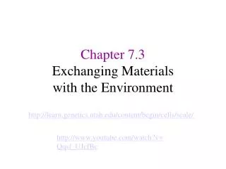 Chapter 7.3 Exchanging Materials with the Environment