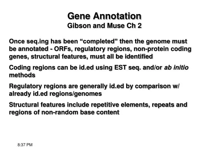 gene annotation gibson and muse ch 2