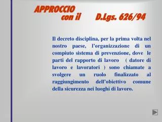 approccio con il d lgs 626 94