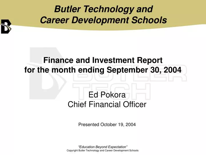 finance and investment report for the month ending september 30 2004