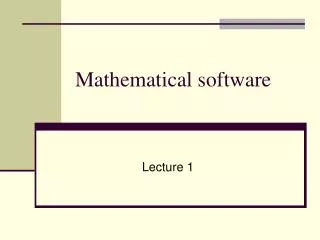 Mathematical software