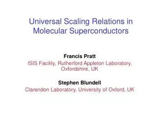 Universal Scaling Relations in Molecular Superconductors