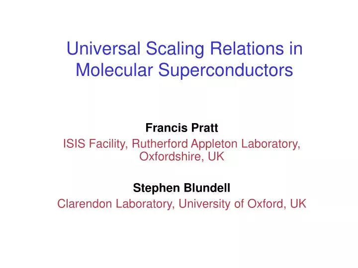 universal scaling relations in molecular superconductors