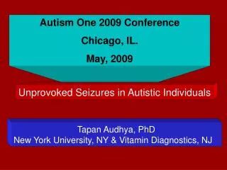 Tapan Audhya, PhD New York University, NY &amp; Vitamin Diagnostics, NJ