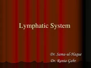 Lymphatic System