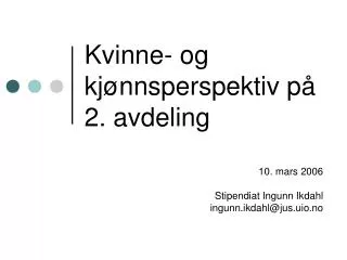 kvinne og kj nnsperspektiv p 2 avdeling