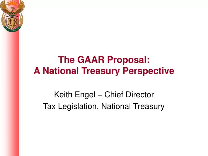 the gaar proposal a national treasury perspective