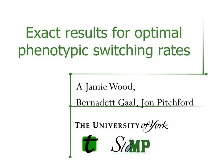 exact results for optimal phenotypic switching rates