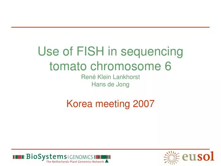 use of fish in sequencing tomato chromosome 6 ren klein lankhorst hans de jong