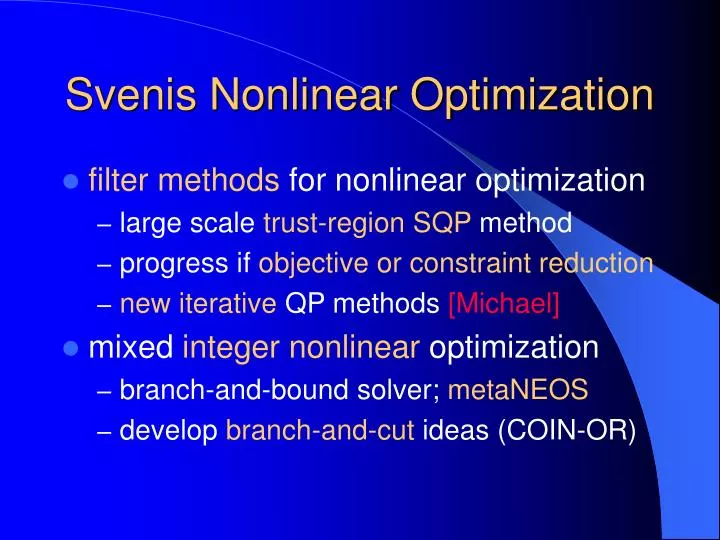 svenis nonlinear optimization