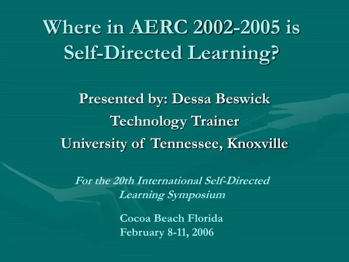 where in aerc 2002 2005 is self directed learning