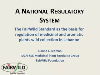 A National Regulatory System