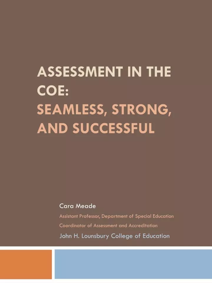 assessment in the coe seamless strong and successful
