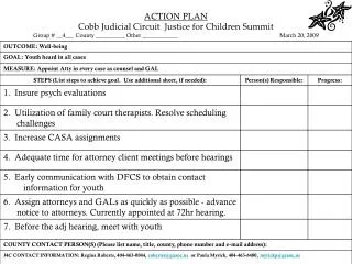 ACTION PLAN Cobb Judicial Circuit Justice for Children Summit