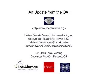 An Update from the OAI