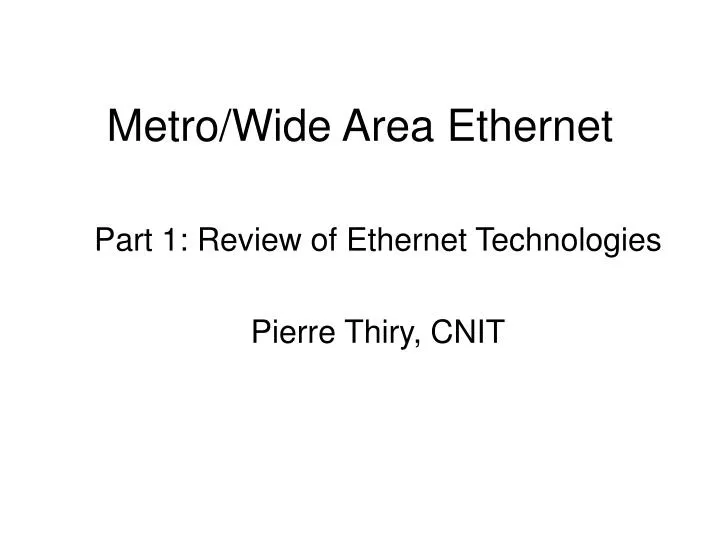 metro wide area ethernet