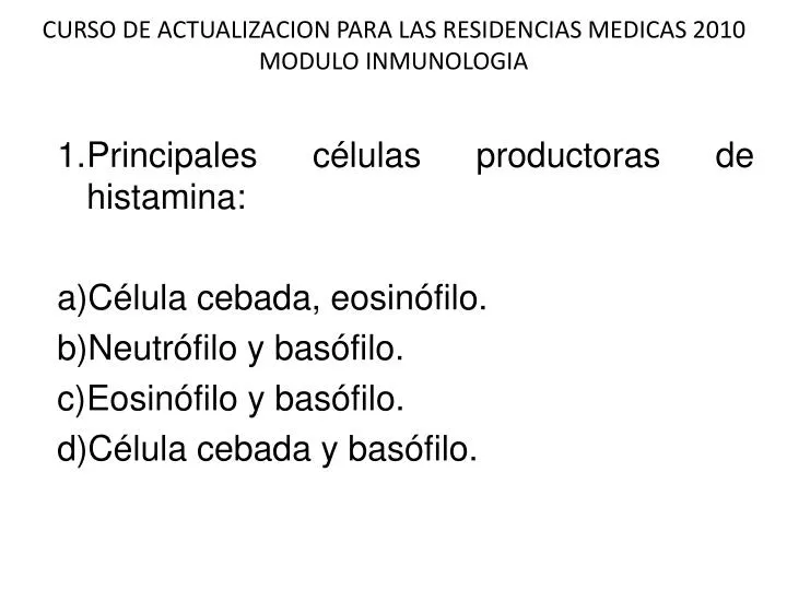 curso de actualizacion para las residencias medicas 2010 modulo inmunologia