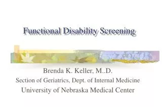 Functional Disability Screening