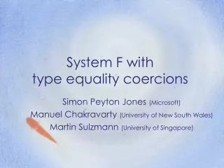System F with type equality coercions