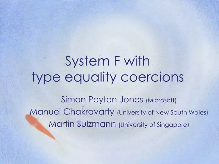 system f with type equality coercions