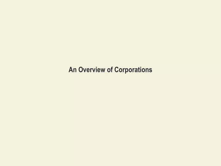 an overview of corporations
