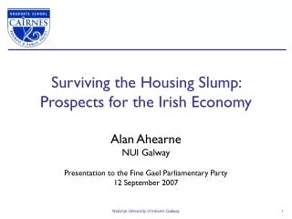 Surviving the Housing Slump: Prospects for the Irish Economy