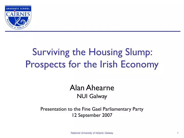 surviving the housing slump prospects for the irish economy