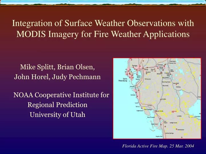 integration of surface weather observations with modis imagery for fire weather applications