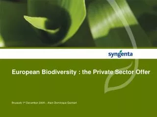 European Biodiversity : the Private Sector Offer