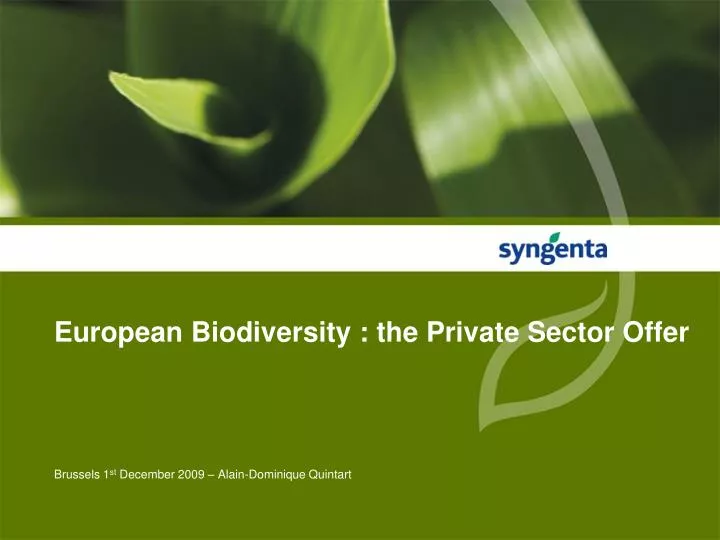european biodiversity the private sector offer