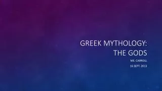 Greek mythology: The Gods