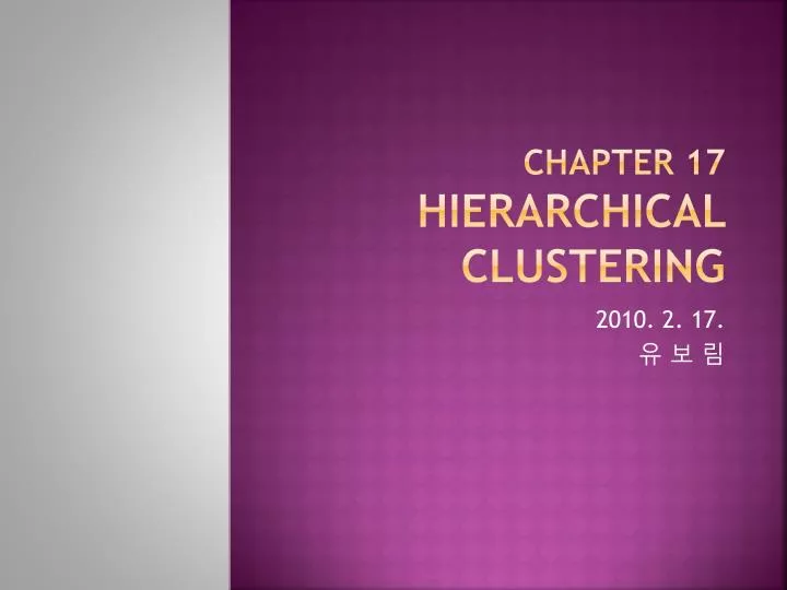 chapter 17 hierarchical clustering