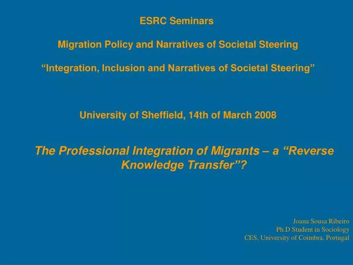 the professional integration of migrants a reverse knowledge transfer