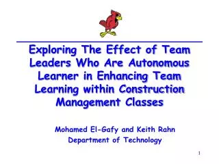 Mohamed El-Gafy and Keith Rahn Department of Technology