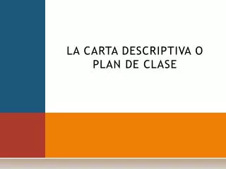 la carta descriptiva o plan de clase