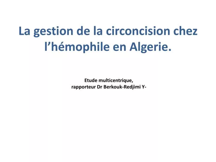 la gestion de la circoncision chez l h mophile en algerie
