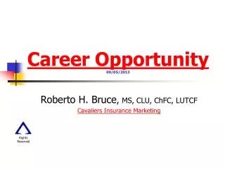 Career Opportunity 09/05/2013